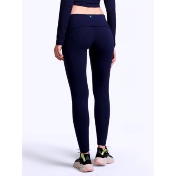 PINK Victoria's Secret Pants - PINK Victoria's Secret Navy Blue Foldover Waist Leggings XS Regular Y2K